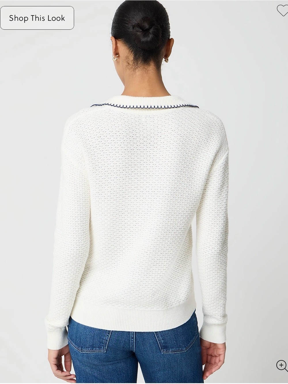J. Crew Cream Sweater-polo with Navy Stitching - Picture 6 of 6